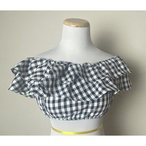 Dress Decode Black and White Gingham Check Crop Top Size XS NWT